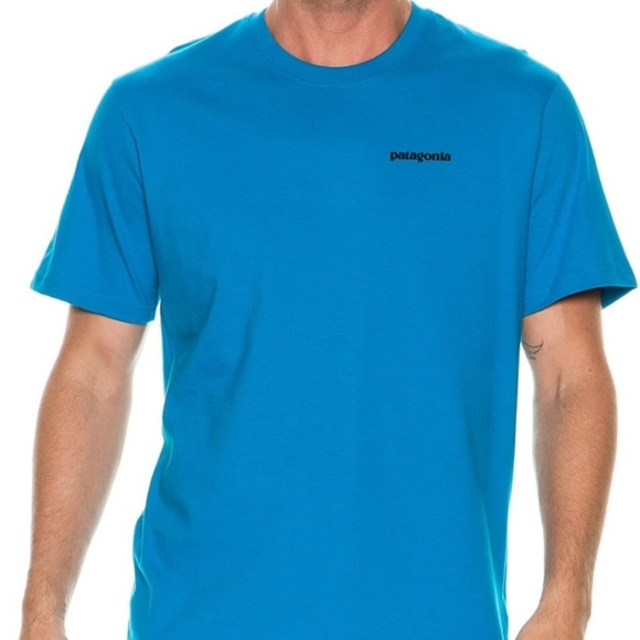 Mens P-6 Logo Patagonia Blue Organic Cotton T Shirt Size XXL - Picture 2 of 8